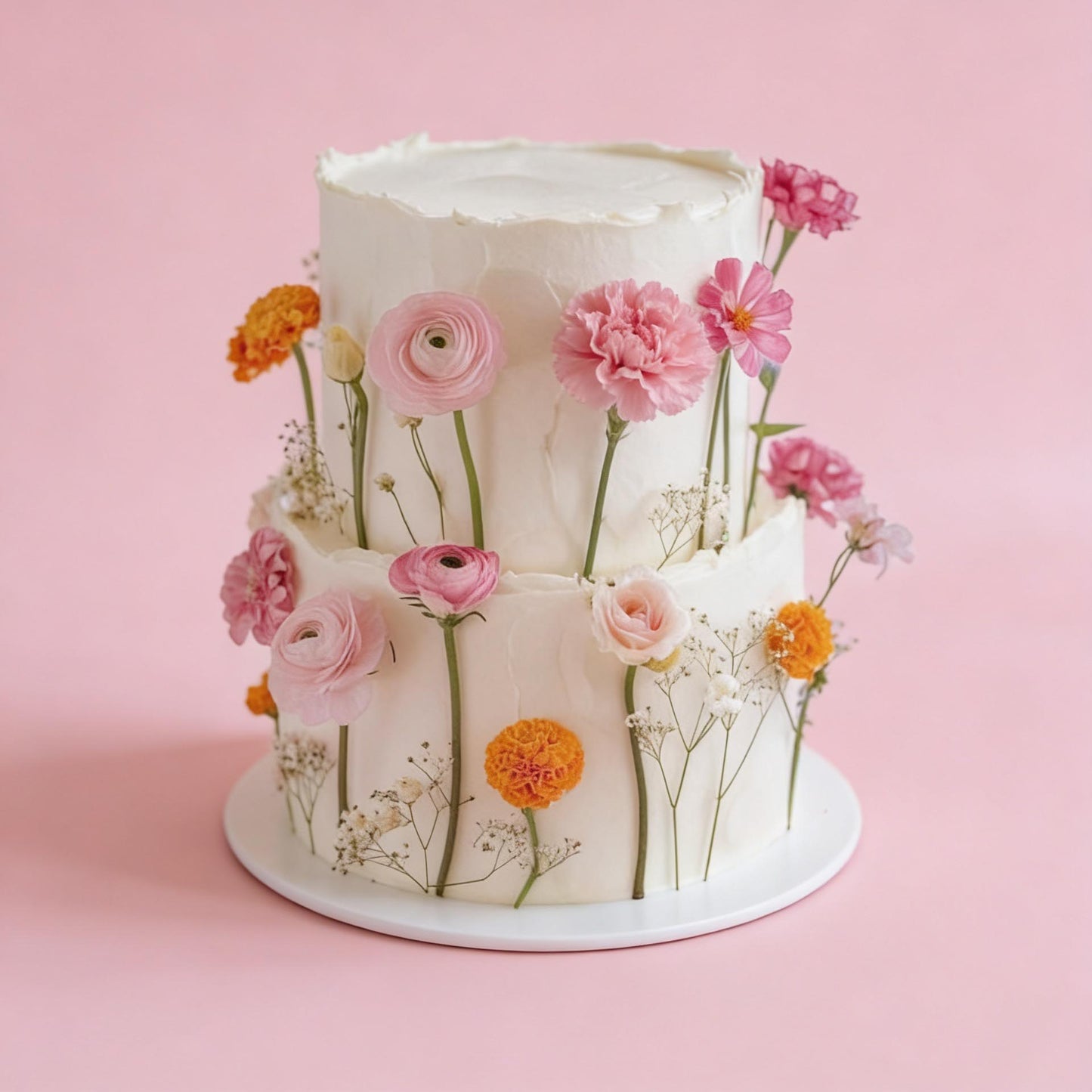 Seasonal Real Flower Cake