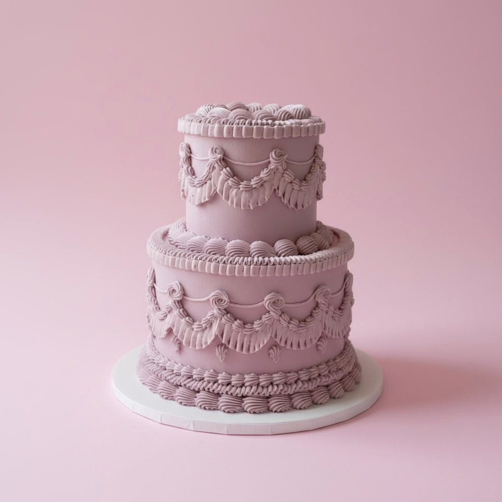 Lambeth One Colour Two-Tier Cake