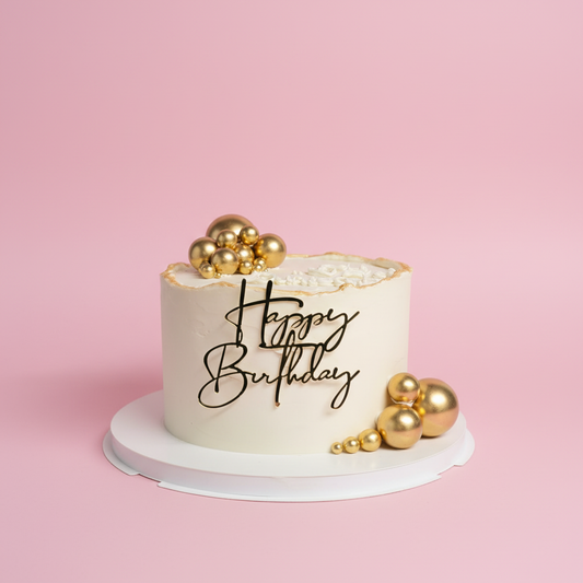 Golden Happy Birthday Cake